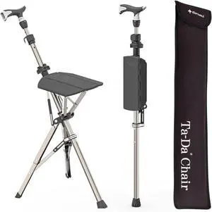 Ta-Da Chair Series 1 Pro, Portable Trekking Hiking Pole, Folding Walking Stick with Seat, Walking Cane with Chair, Foldable Chair, Lightweight Aluminum, Easy Carry and Storage, Anti-Slip