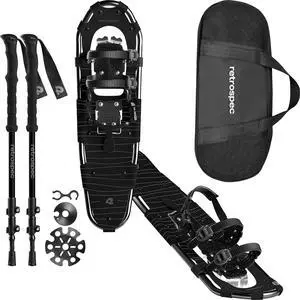 Drifter Snowshoes & Trekking Poles Bundle with Adjustable Bindings - Lightweight Aluminum Frame for All Terrain Hiking & Winter Sports
