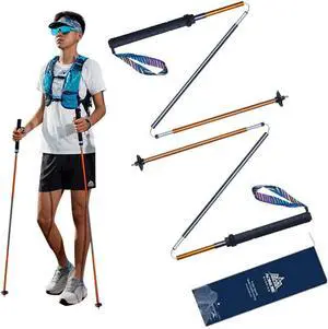 Trekking Poles -2 Ultralight Collapsible Carbon Fiber Hiking Poles with Anti-Shock and Quick Lock System, Folding Walking Sticks for Hiking, Camping