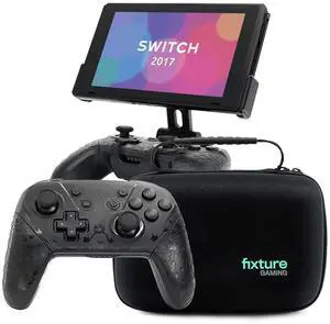 Fixture S1 Ultra Bundle Gaming Console Monitor Mount and Game Controller Compatible with Nintendo Switch, Adjustable Video Game Holder Stand Clip, Includes Carrying Case