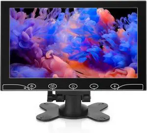 10.1 Inch Small Monitor, Raspberry Pi Screen Built-in Speakers, Mini Display 1024 x 600, 60 Hz, 5ms, IPS Screen Display w/Remote Control, HDMI VGA AV BNC Input, Computer Monitor