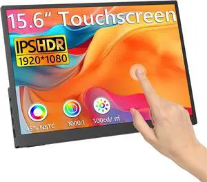 Portable Monitor Touchscreen, 15.6''Laptop Screen Extender, FHD IPS Touch Screen, Travel Monitor with Kickstand & Speaker, HDMI USB C External Monitors for Laptop Phone Computer Xbox Switch