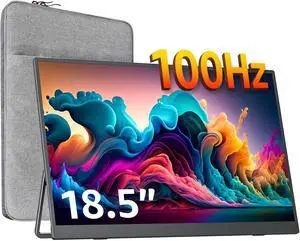 18.5 inch Portable Monitor- 1080P IPS 100Hz 120% sRGB Gaming Monitor USB-C HDMI Large Portable Screen for Laptop MacBook Surface PC PS4/5 Travel Monitor with Kickstand VESA Speakers