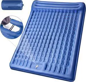 Camping Sleeping PadsExtra Thick 5 Inch Inflatable Sleeping Mat with Pillow Built-in PumpOversized Air Mattress Super Portable for Backpacking Hiking, Tent, Traveling