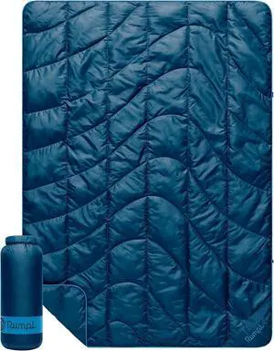 Travel Puffy Blanket, Ultra-Packable Travel-Size Warmth and Comfort, Deepwater