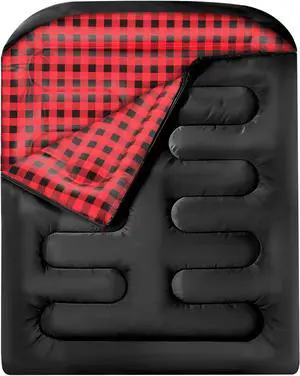 Double Sleeping Bags for Adults, Queen Size 2 Person All Season for Warm & Cold Weather | Fits Kids 10-12 (Girls & Boys) - Lightweight & Waterproof Camping Essentials for Hiking, Backpacking