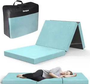 Trifold Mattress, Single Foldable Floor Mattress 3 inch Memory Foam with Washable Cover Non-Slip Bottom, Tri Folding Bed Topper for Guest & Travel