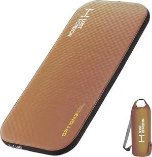 Air & Foam Camping Mattress, Self-Inflating Sleeping Pad, 3" Thick, with Pump Sack, Slim Single