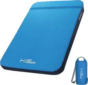 Air & Foam Camping Mattress, Self-Inflating Sleeping Pad, 3" Thick, with Pump Sack, Full