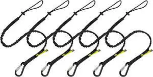 Tool Lanyard with Single Carabiner and Adjustable Loop End, Standard Length, Maximum Weight Limit 8KG / 17.6lb, Aluminum Screw Lock Carabiner with Shock Cord Stopper, 0925S (5 Pack)