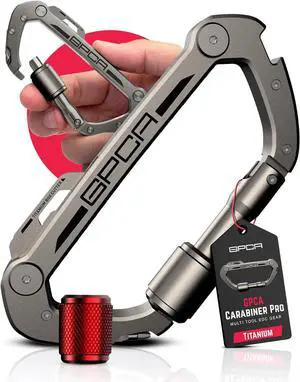 Multi-Tool Carabiner Clip D Ring Key Chain - Heavy Duty Key Clip for Keys, Small Carabiner Clip, Carabiner Heavy Duty, Keychain Clip, Keychain Organizer - Aluminum, Steel, Titanium Carabiners