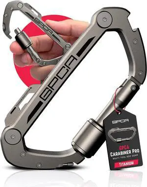 Multi-Tool Carabiner Clip D Ring Key Chain - Heavy Duty Key Clip for Keys, Small Carabiner Clip, Carabiner Heavy Duty, Keychain Clip, Keychain Organizer - Aluminum, Steel, Titanium Carabiners