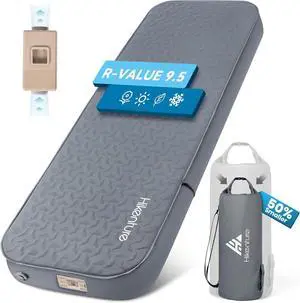 4" Thick Self Inflating Sleeping Pad with Electric Pump, Foam & Air Camping Mattress, 9.5 R-Value Insulated Sleeping Mat, Portable All Season Camping Pad for Tent, Car, Cot