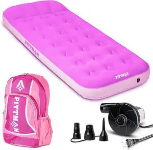 AirBedz Kidmat Deluxe Twin Air Mattress for Kids | Includes Electric Pump & Colorful Travel Backpack | Puncture-Resistant & Easy-Inflate