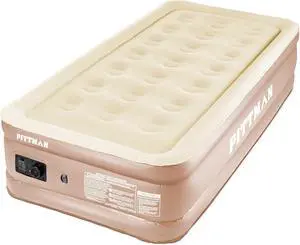 Comfort Series Indoor Air Mattress with Built-in Electrical Air Pump, Twin 18-Inches Tall, Tan