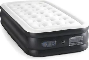 Twin Camping Air Mattress with Built-in Electric High-Speed Pump, 18" Bed Height, Blow Up Inflatable Airbed with Carrying Bag, Best for Home Guests & Travel, Waterproof Foldable Portable
