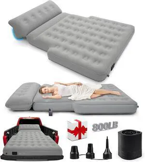 Self-Inflating Truck Bed Air Mattress for 5.5-6.5 Ft with Built-in Pump- Adjustable Air Mattress Portable for Home,Tent,Camping & Guests, Trave - 800lb Weight Capacity