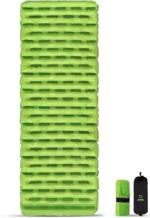 ThermAir Backpacking Sleeping Pad, 6 R-Value Insulated Ultralight Inflatable Sleeping Pad Folding Camping Mattress with 7 Layers & Storage Bag for Camping Backpacking, Wide Long Size (72"x25")