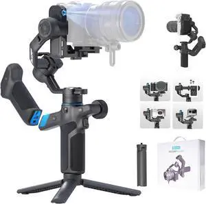 SCORP Mini-3-Pro Gimbal Stabilizer for Camera Mirrorless/Compact/Action Cameras,Smartphone,18m AI Tracking,Detachable Remote Handle,4.4lbs Payload,3-axis Gimbal for Canon Sony Nikon