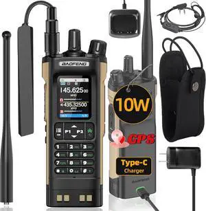 Ham Radio  Radio UV32 Handheld 10W Rechargeable Walkie Talkies Long Range UV-32 5RM Two Way Radio NOAA Weather Radio with GPS,APP Programming Copy Frequency 2500mAh Battery USB-C Charging