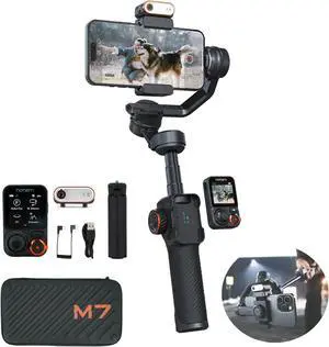 iSteady M7 Gimbal Stabilizer for Smartphone, 3-Axis Phone Gimbal, Gimbal Stabilizer for iPhone & Android, AI Tracking Sensor with Fill Light, 1.4" Detachable Touchscreen Remote Control