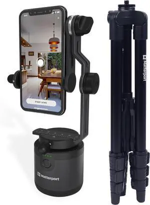Axis Gimbal Stabilizer for Smartphone Camera - Motorized Rotating Mount for Professional 3D 360 Photo Scans Includes Portable Tripod, Remote and 12 Month Starter Kit for 3D Model Scans
