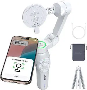 MOGO Only for iPhone, Gimbal Stabilizer for iPhone, [Apple MFi Certified] Cell Phone Gimbal Stabilizer with 360 Degree Tracking for Video Recording, NFC Pair and Magnetic for iPhone 16 Pro Max