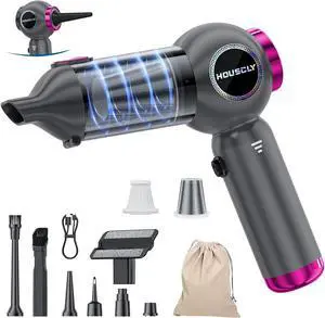 Handheld Car Vacuum Portable Cordless 25000Pa High Power Small Mini Hand Vacuum Cleaner Rechargeable 4-in-1 Compressed Air Duster Blower Pump Wireless Handheld Vac for Car Office Desktop Home Cleaning