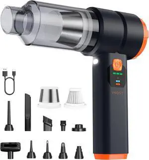 Car Vacuum Portable Cordless, Handheld Vacuum Cordless with 30000PA Suction, 130000RPM, 6800mAh Battery, 10 Nozzles, Rubber Paint Material for Car, Home, Pet CleaningBlack Orange