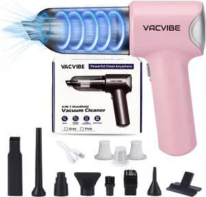 Handheld Car Vacuum Cleaner, 21000PA 4 in 1 Portable Rechargeable Brushless Motor Car Cordless Cleaner, 120W with Multi-Nozzles for Home Office Cleaning, Present for Girl Women Pink