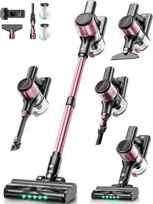 Cordless Vacuum Cleaner, 8 in 1 Vacuum Cleaner for Home with LED Display, 3 Suction Modes, Anti-Tangle Brush, 45mins Runtime Lightweight Stick Vacuum for Home Hardwood Floor, Pet Hair, Carpet