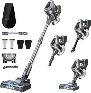 Cordless Vacuum Cleaner with Tangle-Resistant Design, 7-in-1 Lightweight Stick Vacuum with 40Mins Runtime, Powerful Suction, Rechargeable Cordless Vacuum for Pet Hair/Carpet/Hardwood Floor