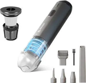 Car Vacuum 15KPa Handheld Vacuum Cordless, Portable Vacuum Cleaner with HEPA Filter, 2 Suction Modes, Type-C Charging, Lightweight Vacuum Cleaners for Home, Car,Office, Desk (Dark Gray)