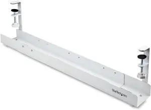 .com Under Desk Cable Management Tray, Length Adjustable, Clamp-On Installation, No Drilling Required, White