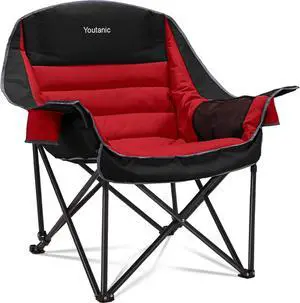 Oversized Camping Chair, Portable Folding Camping Chairs with Side Pocket, Cup Holder and Carry Bag, Heavy Duty Outdoor Camping Chairs for Adults, Fishing, Sports, Trip, up to 400lbs, Style 5