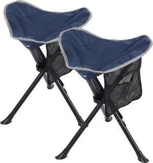 2 Pack Folding Camping Stools for Adults Heavy Duty, Lightweight Portable Tripod Chairs Seats for Fishing Hunting Backpacking Traveling, Blue