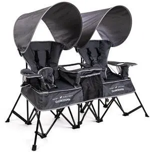 Go with Me Duo Deluxe Portable Chair | for Kids | Double Seat | Indoor and Outdoor | Grey