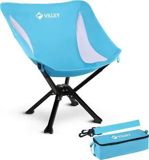 Portable Folding Chair Lightweight Camping Chair No Assembly Needed, Quick Setup for Beach, Hiking, Supports 330 LBS, Blue