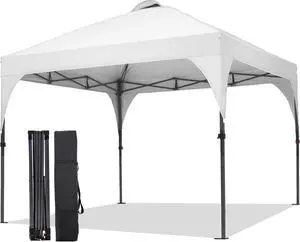 Pop Up Canopy, 10x10 FT Instant Outdoor Canopy Tent with Carrying Bag, 3 Adjustable Heights - Portable for Event, Parties, Camping and More Outdoor Activities