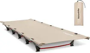 Ultralight Camping Cot, Easy to Assemble Folding Tent Cot, Compact & Protable Camping Bed for Camping, Mountaineering, & Hiking, Supports 330lbs with Carry Bag, Kahki