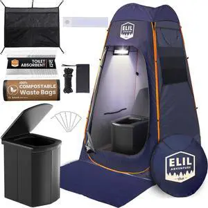 Camping Shower Tent With LED Sensor Light 6.23 ft - Large Easy Pop Up Privacy Tent for Beach Changing - Outdoor Portable Enclosure for Camping