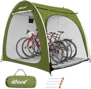 Outdoor Bike Covers Storage Shed Tent, Outdoor Motorcycle Storage shed, Neat Tent Bicycle Cover, Waterproof Storage of 4 Bicycles or Motorcycle (Green)