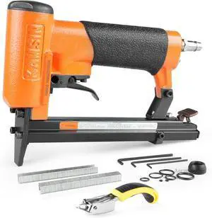 #KN8016 21 Gauge Pneumatic Fine Wire Stapler, 1/2-Inch Crown Staples, 1/4-Inch to 5/8 -Inch Leg Length Power Upholstery Staples Gun for Furniture,Cabinets, Bedding, Picture Frames