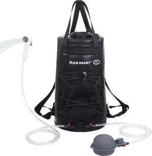 Camping Shower 22L/ 12L Portable Shower for Camping with Pressure Foot Pump and Hose - Solar Shower Bag Backpack for Camping, Road Trip & Outdoor Use