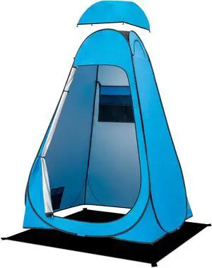 Pop Up Shower Tent, Portable Privacy Camping Changing Tent, Camp Toilet Bathroom Pod with Rain Shelter & Windows, UPF 50+ & Waterproof, 47.2" x 47.2" x 74.8"