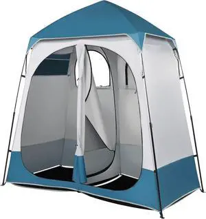 2 Room Shower Tent, 7.5 FT Instant Pop Up Shelter with Carrying Bag, Privacy Changing Room Tent,Perfect for Portable Toilet, Camping, Dressing, Outdoor Indoor, Easy Set Up