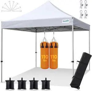 10x10 Heavy Duty Pop Up Canopy Tent- Easy up Outdoor Commercial Canopies, Waterproof, 11ft Interior Height, Easy Setup, Includes Sand Weight Bags and Wheeled Carry Bag