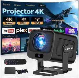 [Built-in App] Mini Projector 1080P FHD 4K Support Projector with Mouse Portable Projector with WiFi and Bluetooth 180° Adjustable Auto Keystone Portable Projector 4K