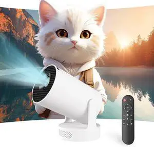 Mini Projector with WiFi and Bluetooth, Portable Projectors with Mouse, 40-200" Smart Outdoor Movie Projector 4K 1080P Support, 180° Rotatable Home Vedio Projector Compatible with HDMI/USB/Smartphone