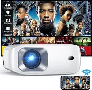 4K Support Projector with Wifi and Bluetooth,  Portable Mini Projectors for Outdoor Movies Use, Compatible with TV Stick, Laptop, Smartphone, Xbox, PS5